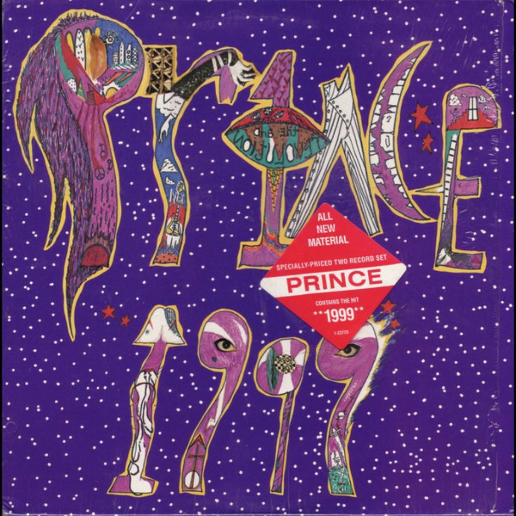 Prince 1999 double LP sleeve with the original artwork, photographed flat